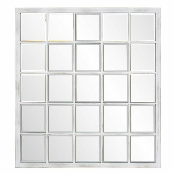 Homeroots Rectangular Whitewash Window Pane Tile Mirror 384180